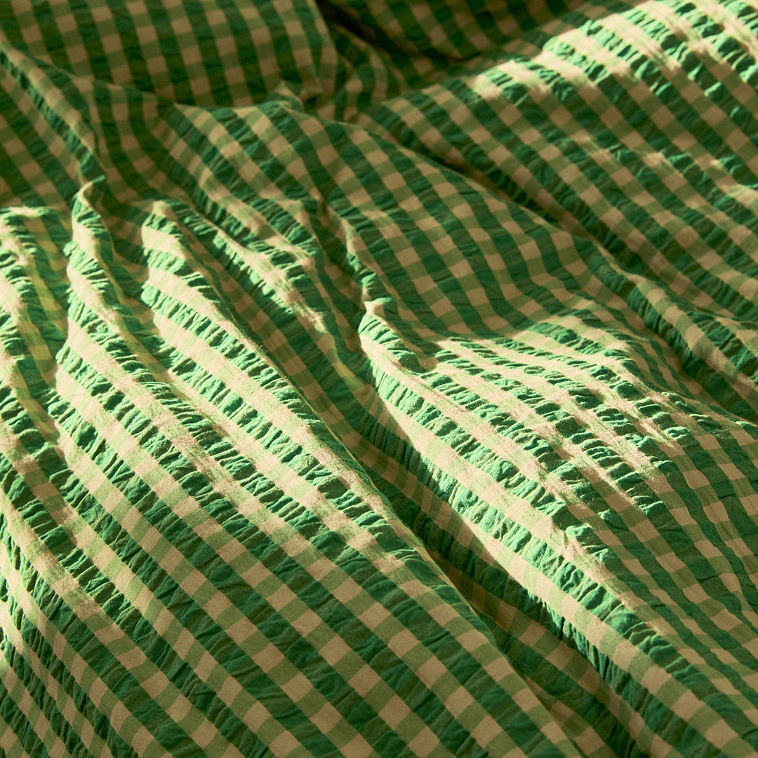 Organic Cotton Bed Linens - Green / Sand