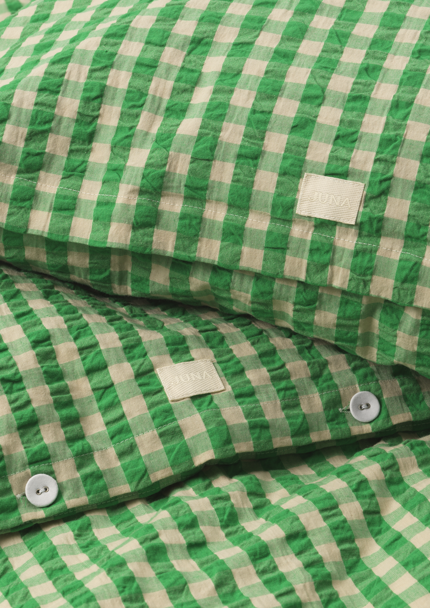 Organic Cotton Bed Linens - Green / Sand