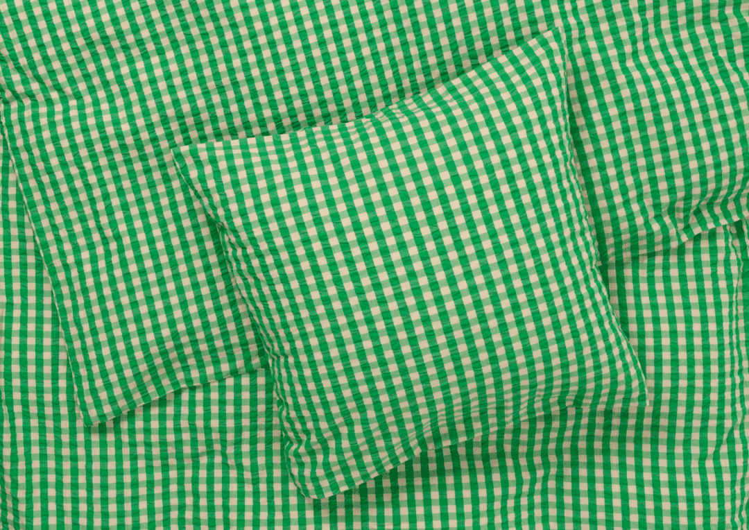 Organic Cotton Bed Linens - Green / Sand