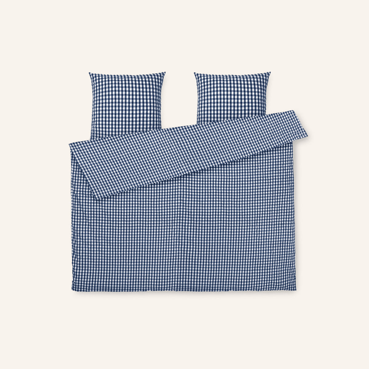 Organic Cotton Bed Linens - Dark Blue / White