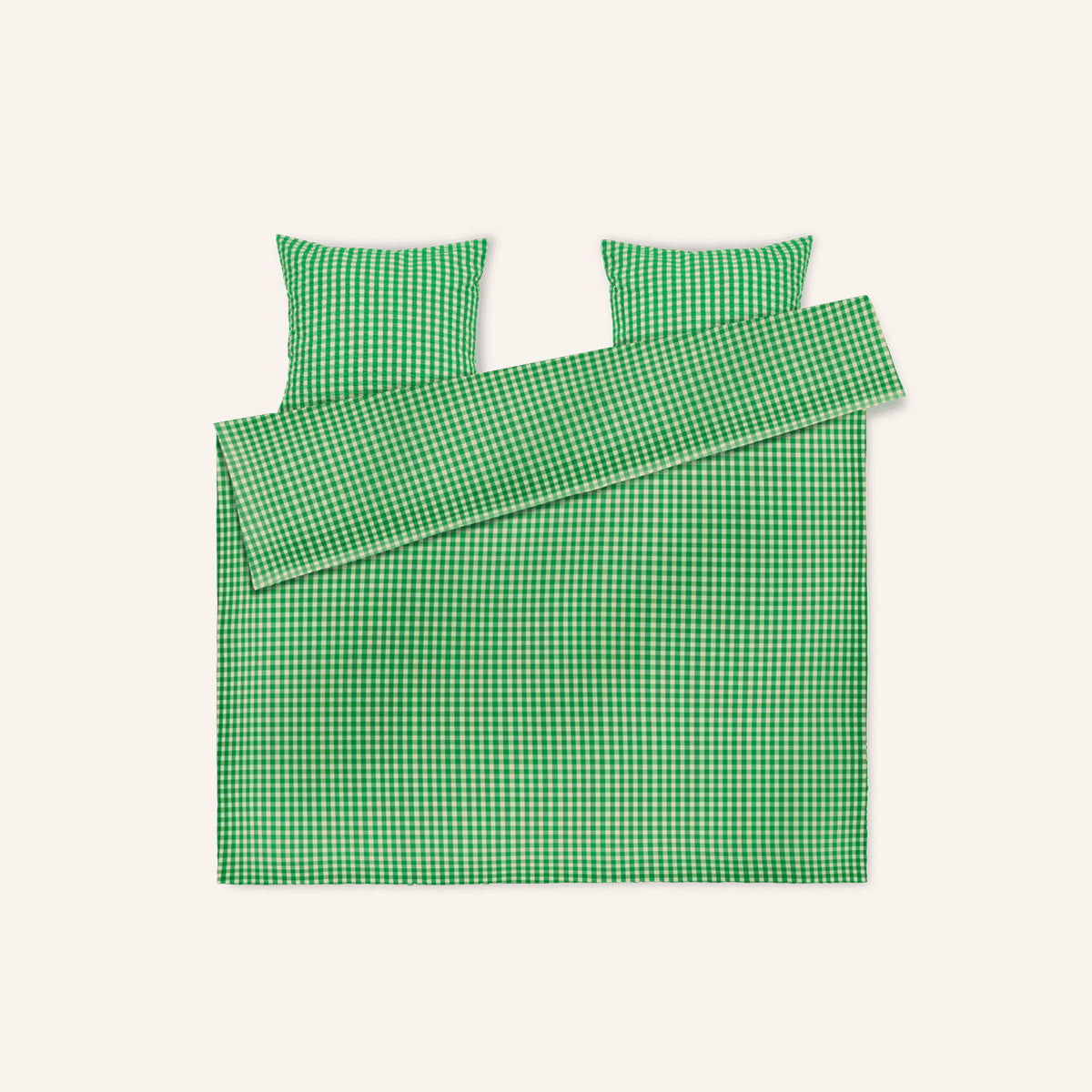 Organic Cotton Bed Linens - Green / Sand