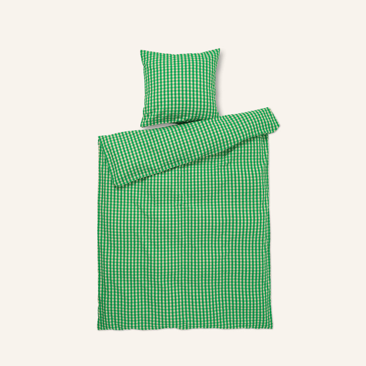 Organic Cotton Bed Linens - Green / Sand